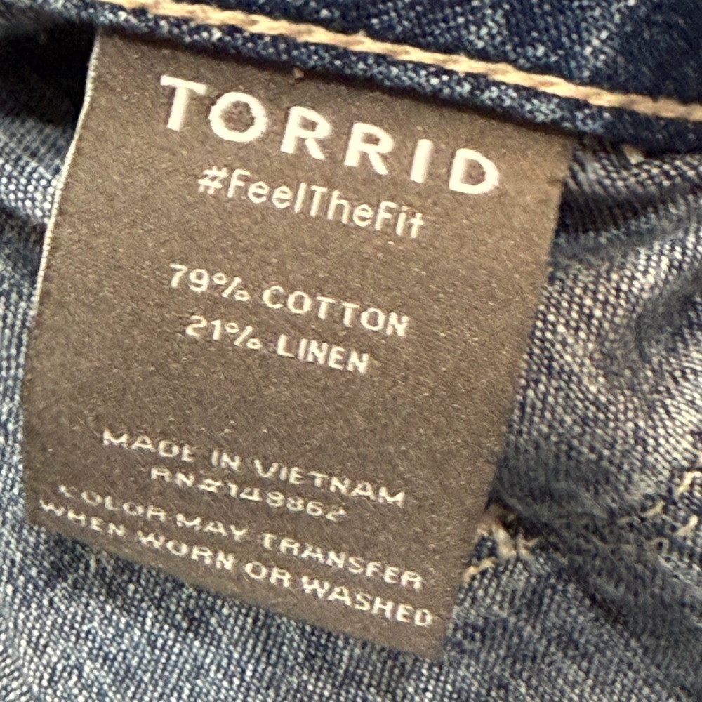 torrid High-Rise Baggy Lightweight Tie-Belt Jeans sz 14R NWT - Picture 8 of 11